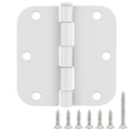 3 1/2" Matte White Door Hinges 3.5" 5/8" Radius Rounded 18 Pack