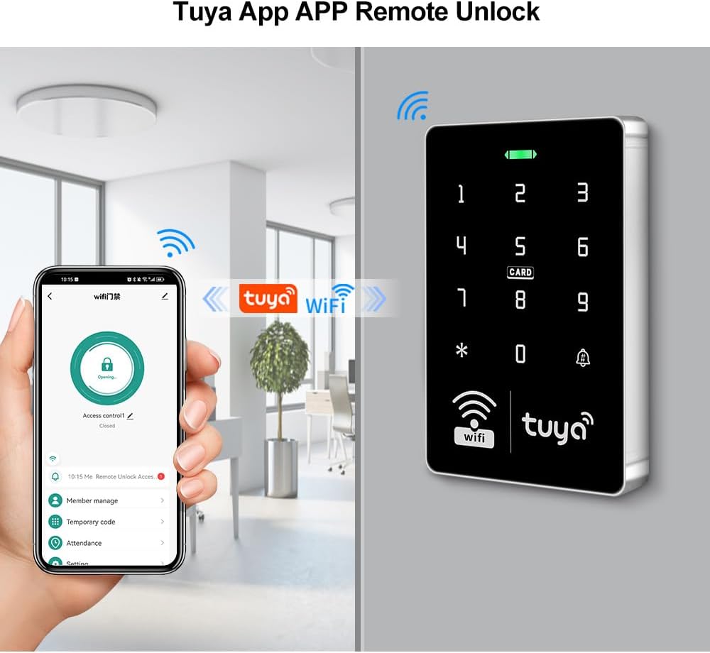 WiFi Tuya APP Access Control System Waterproof Kits RFID Keypad Controller 125KHz 13.56MHz + Door Electric Strike