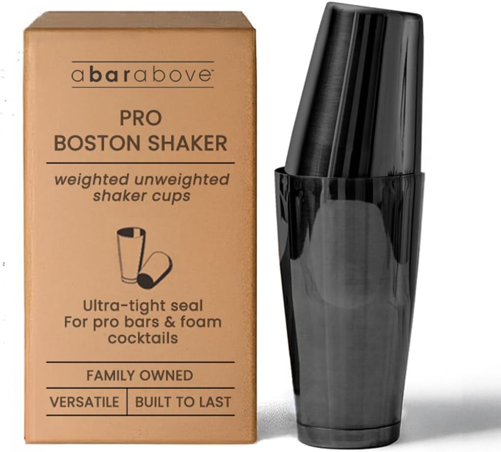Boston Cocktail Shaker Set, 2 Piece, 18 and 28 Oz Tins, Black