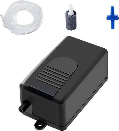 Aquarium Air Pump for Small Fish Tank up to 10 Gallon, 50 GPH Hydroponic Oxygen Aerator, with Airline Tubing, Air