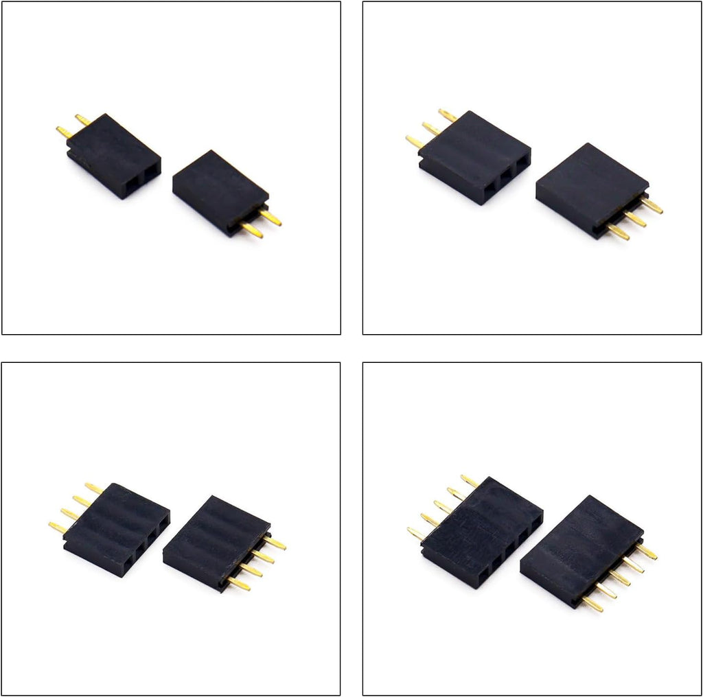 2.54mm Female Pin Headers Kit, 2-12P, 80pcs, Black, Plastic, PCB Mount, Plug-In