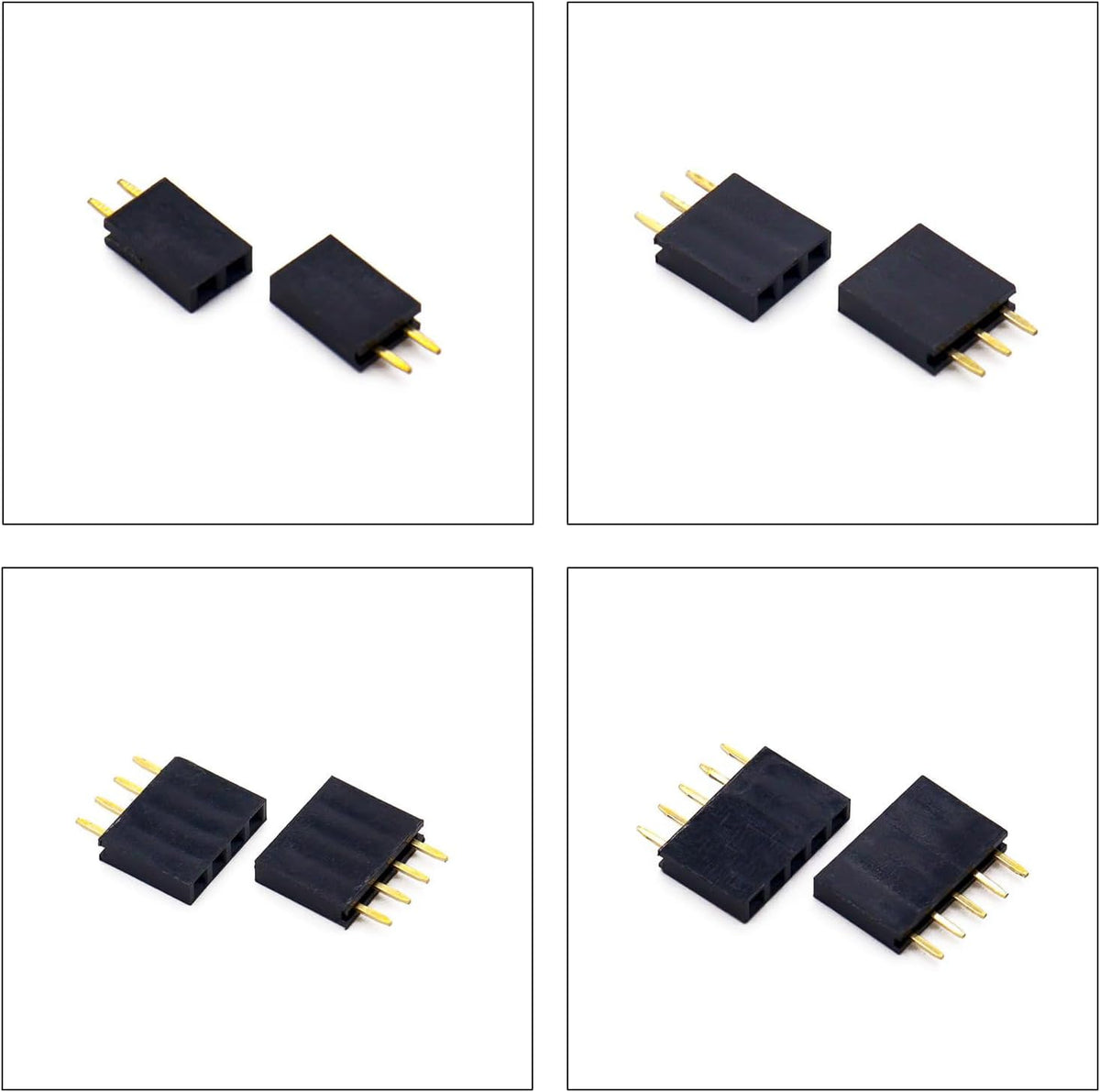2.54mm Female Pin Headers Kit, 2-12P, 80pcs, Black, Plastic, PCB Mount, Plug-In