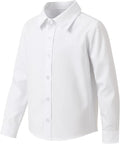 Boys Girls Long Sleeve Button Down Shirts White Uniform Blouse School Top Formal Collared Outfits for Kids
