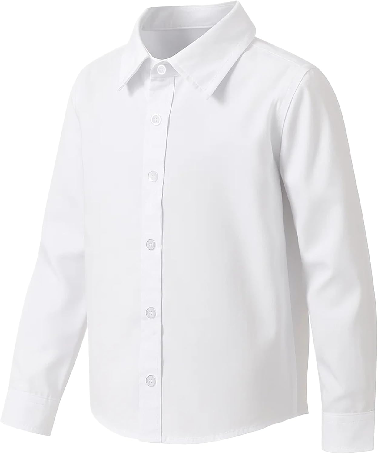 Boys Girls Long Sleeve Button Down Shirts White Uniform Blouse School Top Formal Collared Outfits for Kids