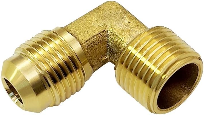 Hooshing 2PCS 3/8" Male Flare x 3/8" Male NPT Brass 90° Elbow Tube Fitting