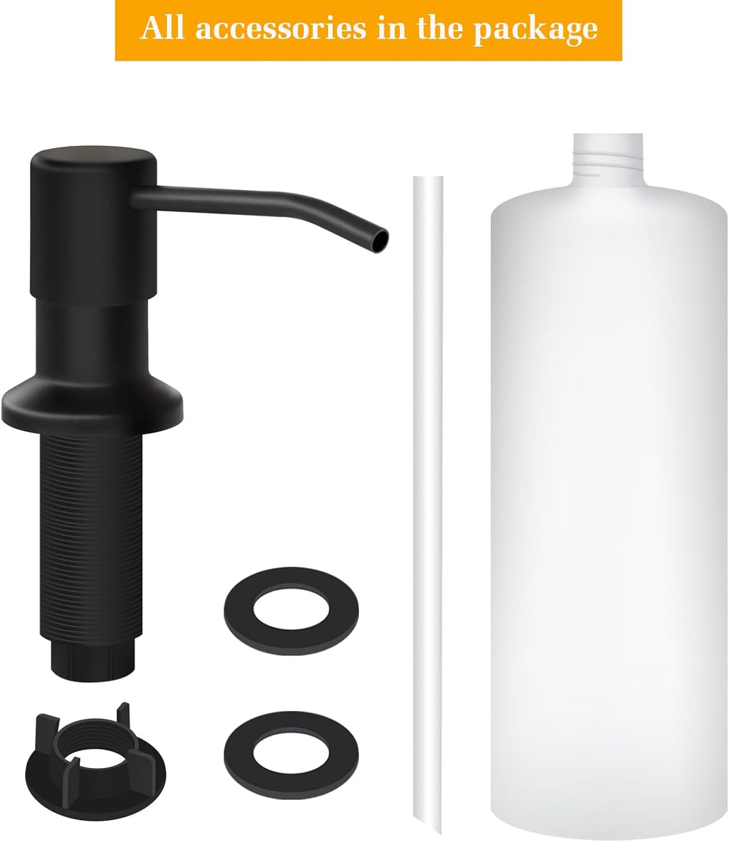 Soap Dispenser for Kitchen Sink, Built in Sink Soap Dispenser Lotion Dispenser with 17 OZ Bottle, Refill from The Top