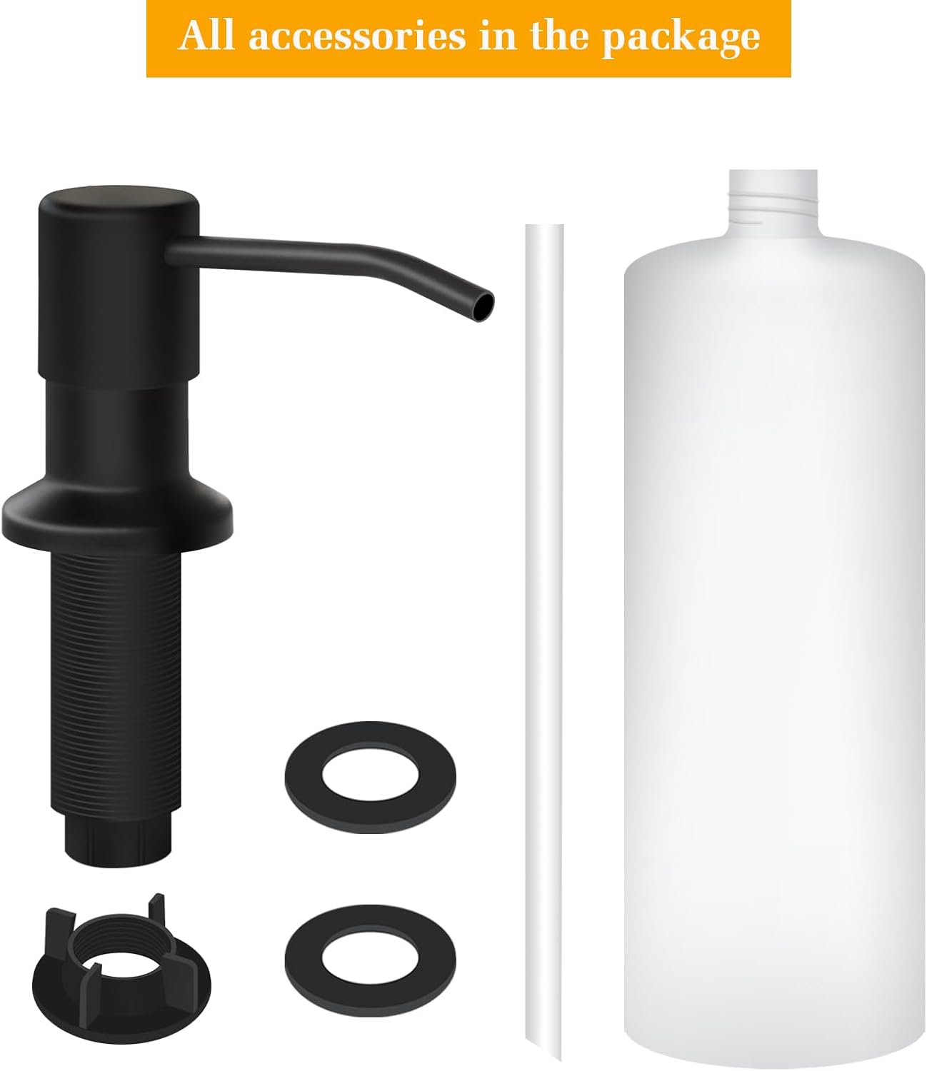 Soap Dispenser for Kitchen Sink, Built in Sink Soap Dispenser Lotion Dispenser with 17 OZ Bottle, Refill from The Top