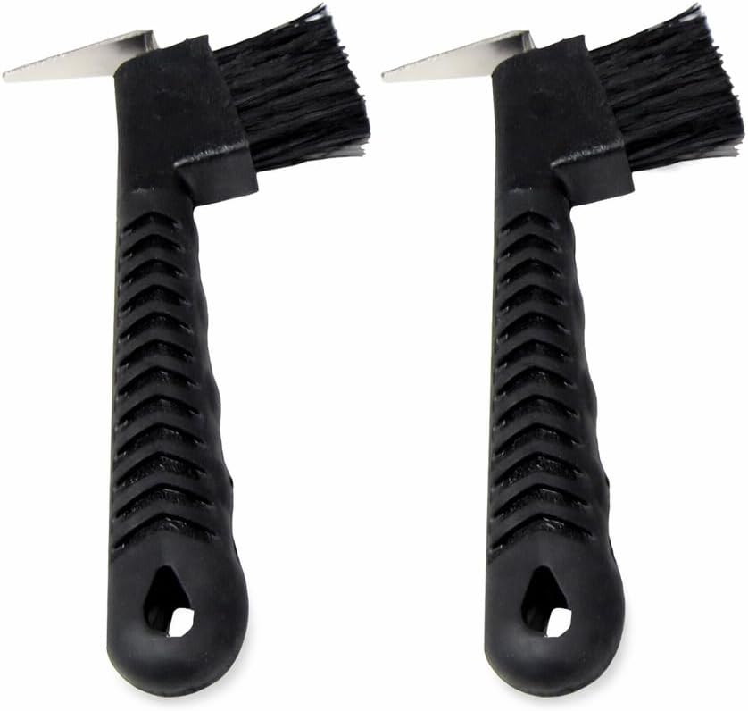 Rubber Handle Hoof Pick with Brush - 2 Pack - Black