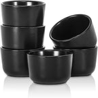 Mini Ramekins 2 OZ, Ceramic Dipping Sauce Cups, Set of 6, Black