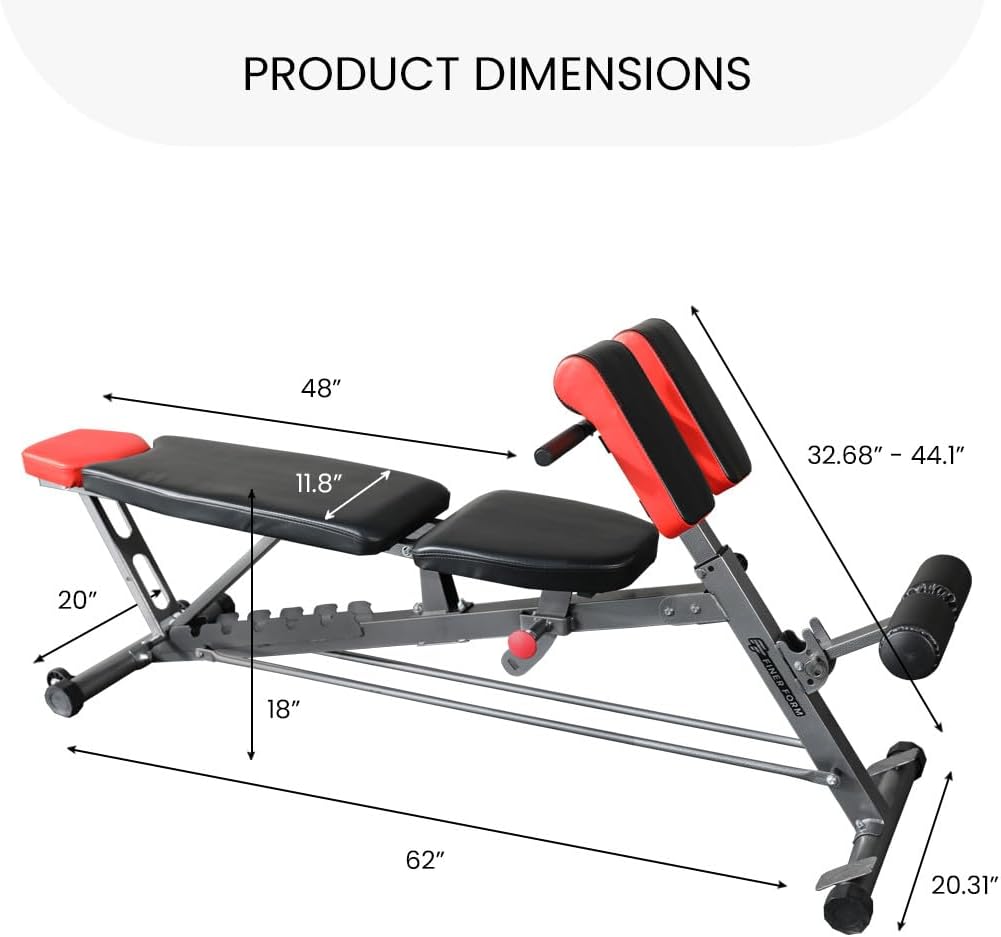 Finer Form Multi-Functional FID Weight Bench for Full All-in-One Body Workout – Hyper Back Extension, Roman Chair