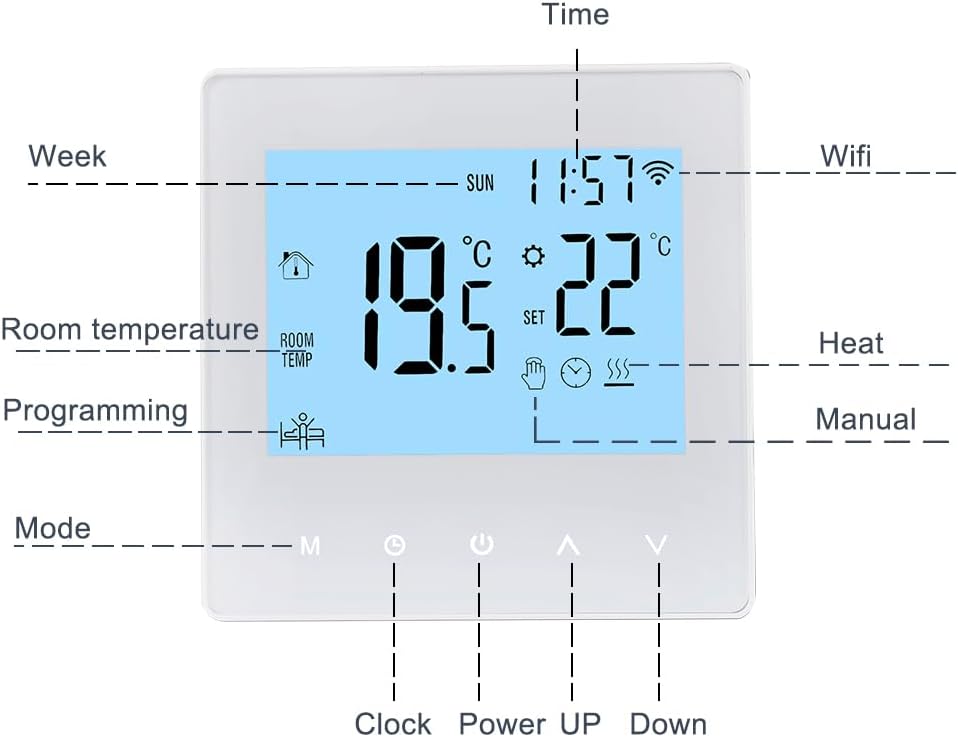 Thermostat Smart Tuya WiFi Thermostat 16A Digital Programmable LCD Display Underfloor Heating Temperature Controller