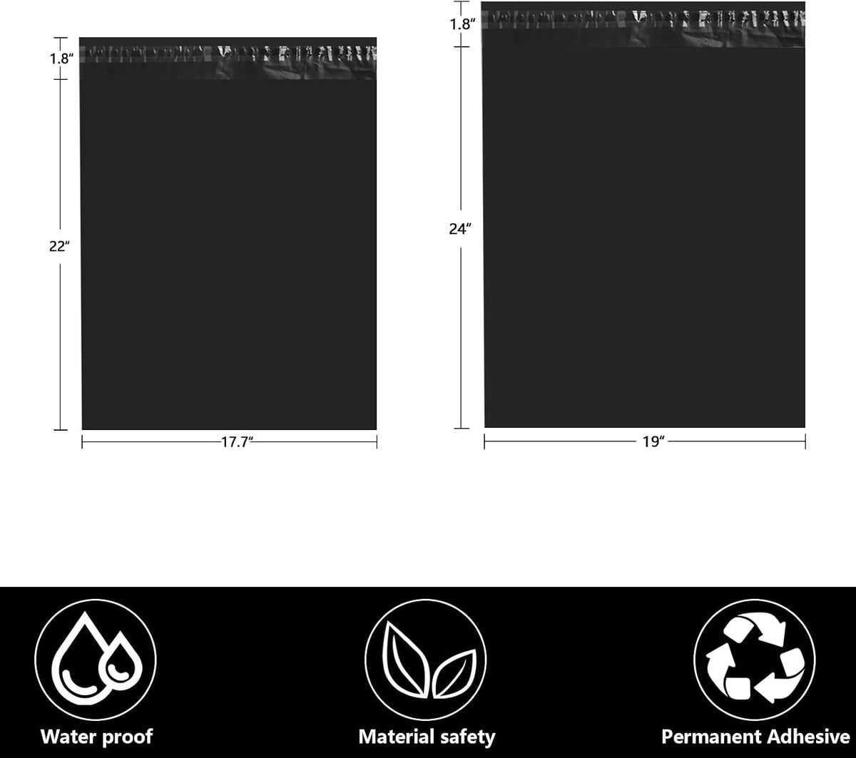 Poly Mailers 14.5x19 100PC Large Shipping Bags for Clothes Black