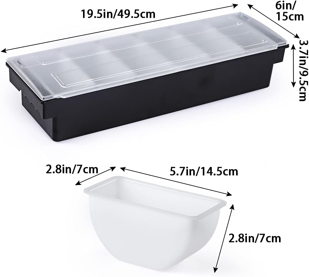 Ice Cooled Condiment Container, 6 Compartments Garnish Tray with Lid, Fruit Veggie Condiment Caddy for Party, Bar