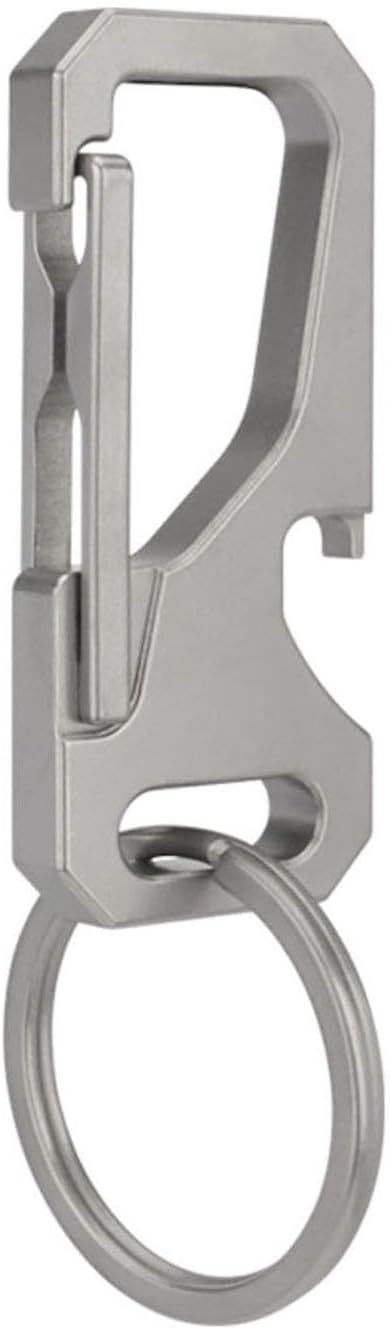 Titanium Carabiner Keychain for Men, Heavy Duty Key Ring Clip | Metal KeyRing Clip with Bottle Opener, EDC Multitool
