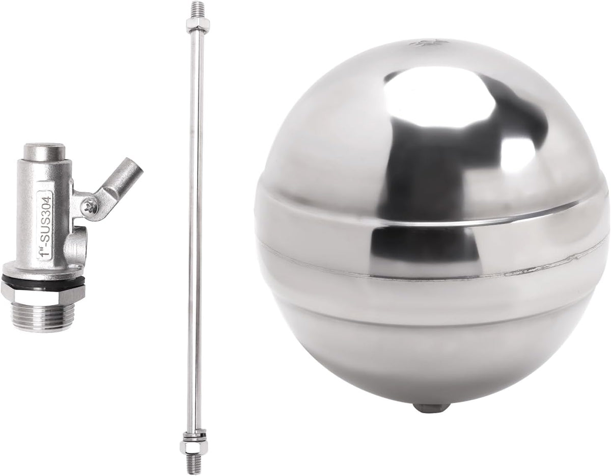 Stainless Steel Float Ball Valves - 1" NPT Male Thread Flow Control Float Sensor Valve Automatic Water Level Control Float For Tank Pond Water Tower