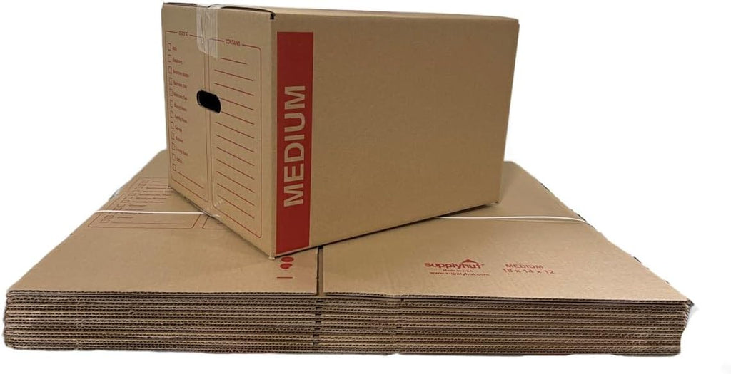 10 - Pack Medium Cardboard Moving Boxes 18x14x12 32 ECT With Handles
