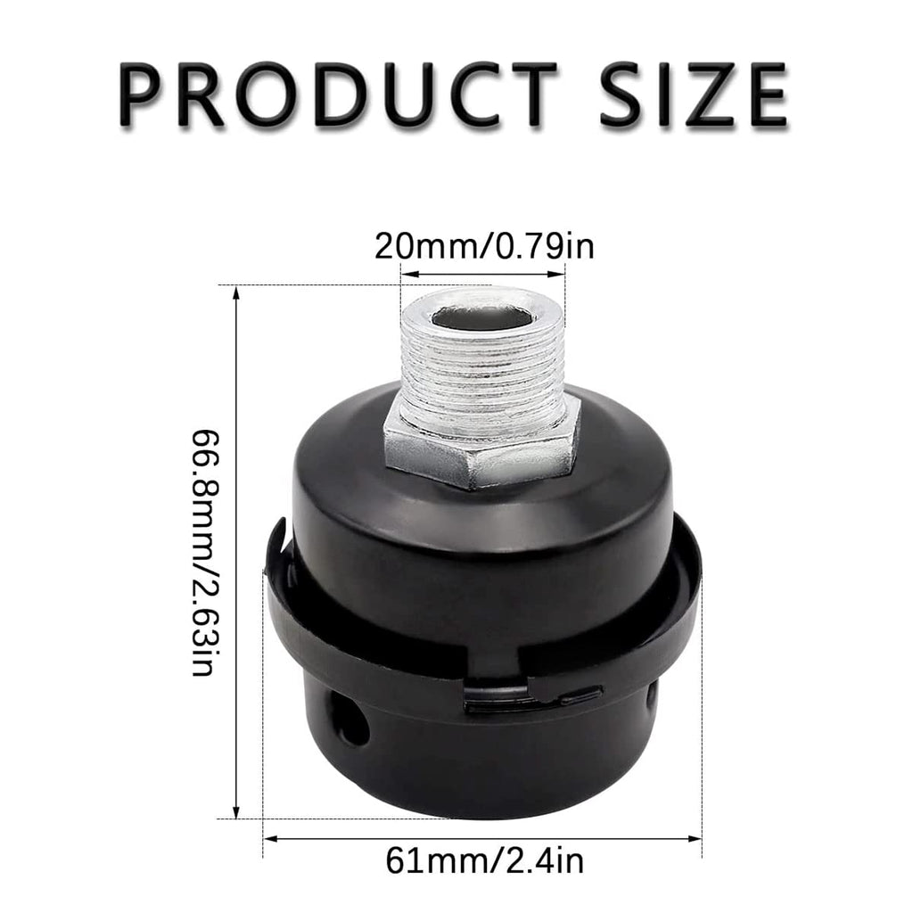 2 Pcs 20mm Air Compressor Silencer Filter, 1/2"Thread Intake Filter Noise Muffler