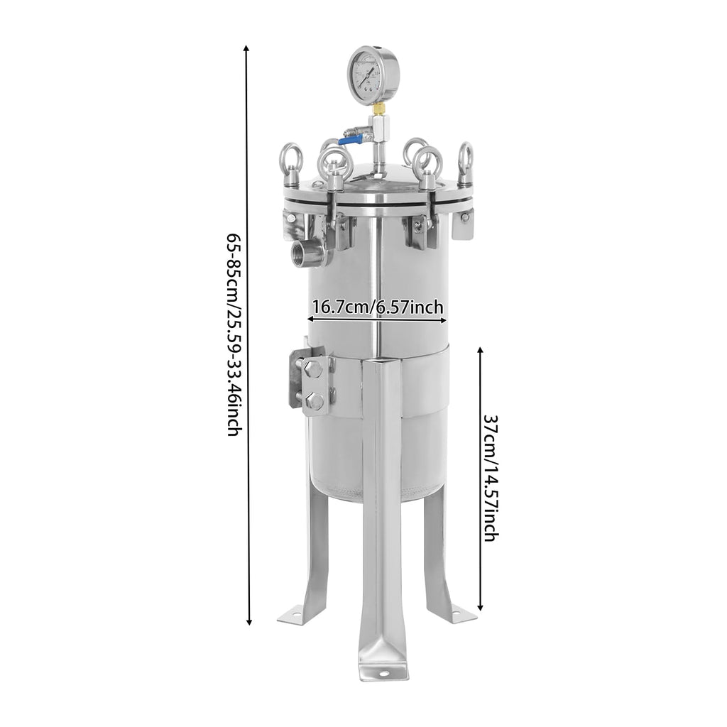 Stainless Steel Bag Filter Housing Solid-Liquid Separation Tool (1" NPT)