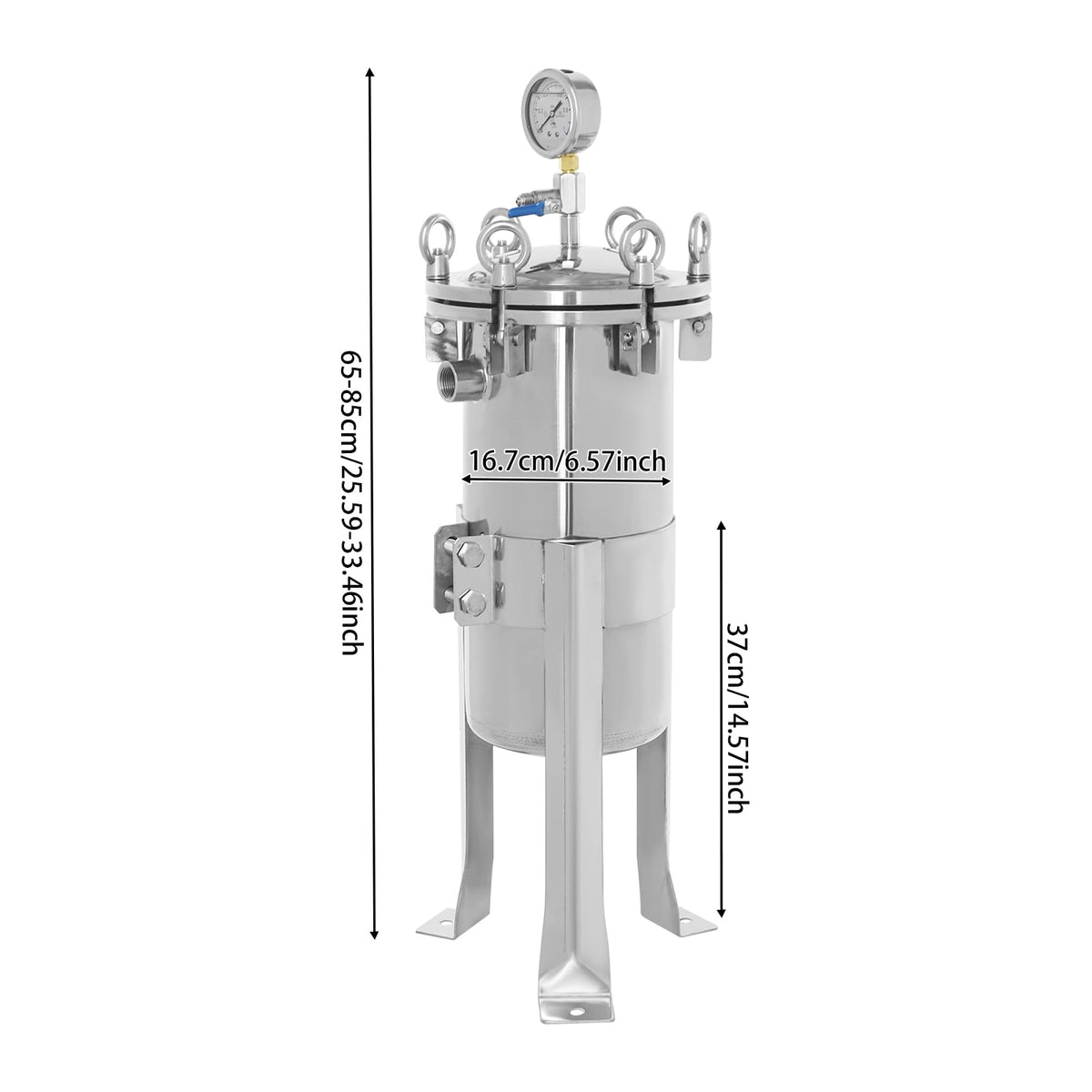 Stainless Steel Bag Filter Housing Solid-Liquid Separation Tool (1" NPT)