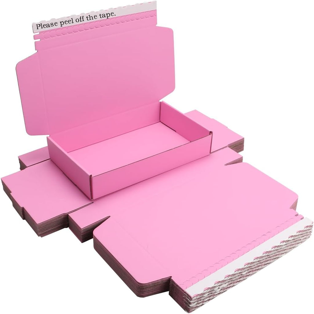 Pink Hard Corrugated Shipping Boxes 10.5x6.3x2 Inch Gift Packaging Boxes