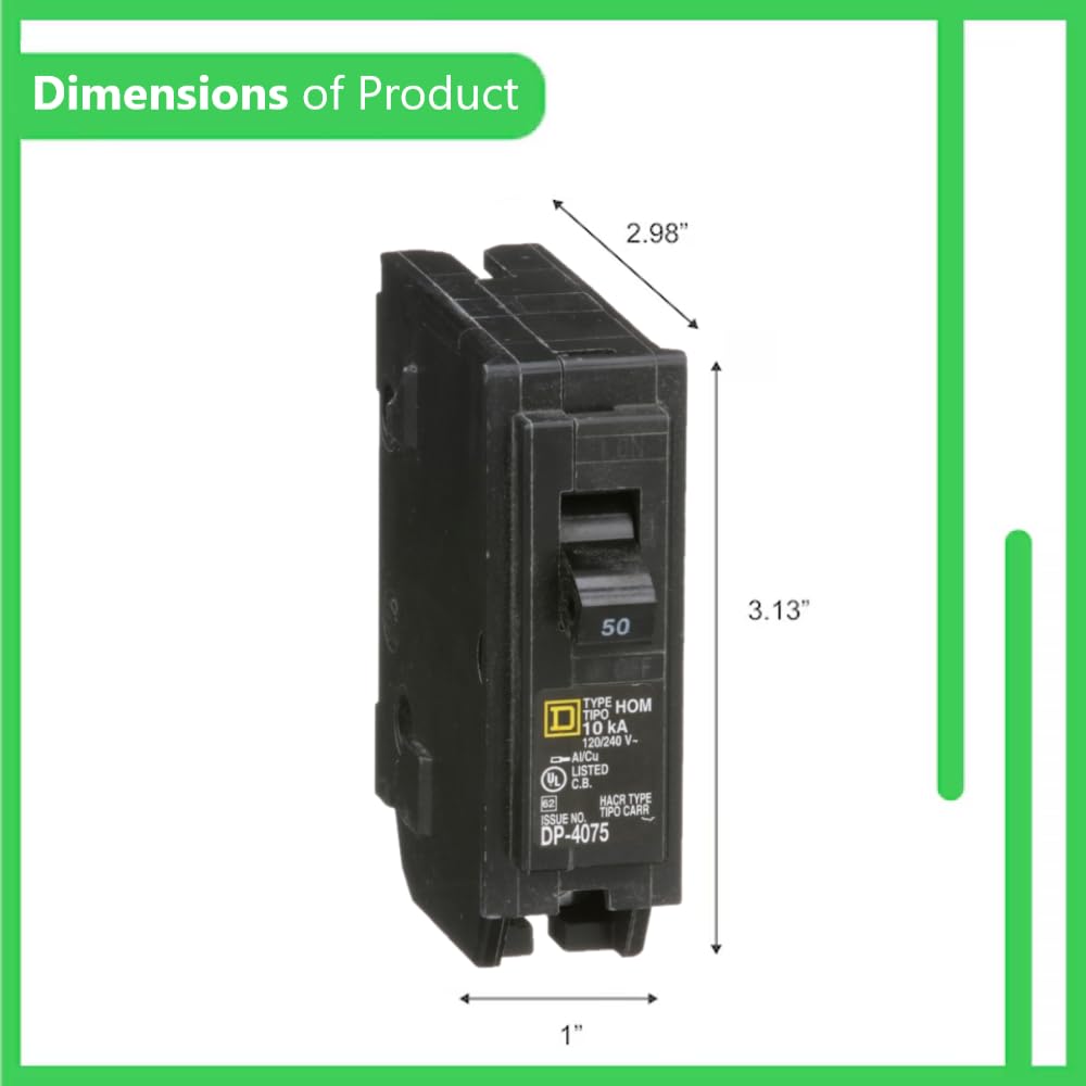 Genuine Square D HOM150 50 Amp Single Pole Circuit Breaker Kit
