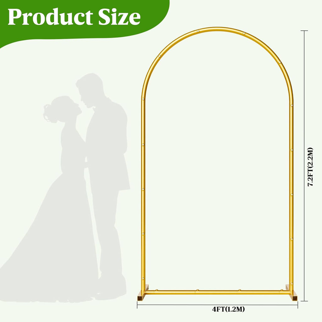 7.2FT Metal Wedding Arch Backdrop Stand,Stable Balloon Arch Frame,Gold