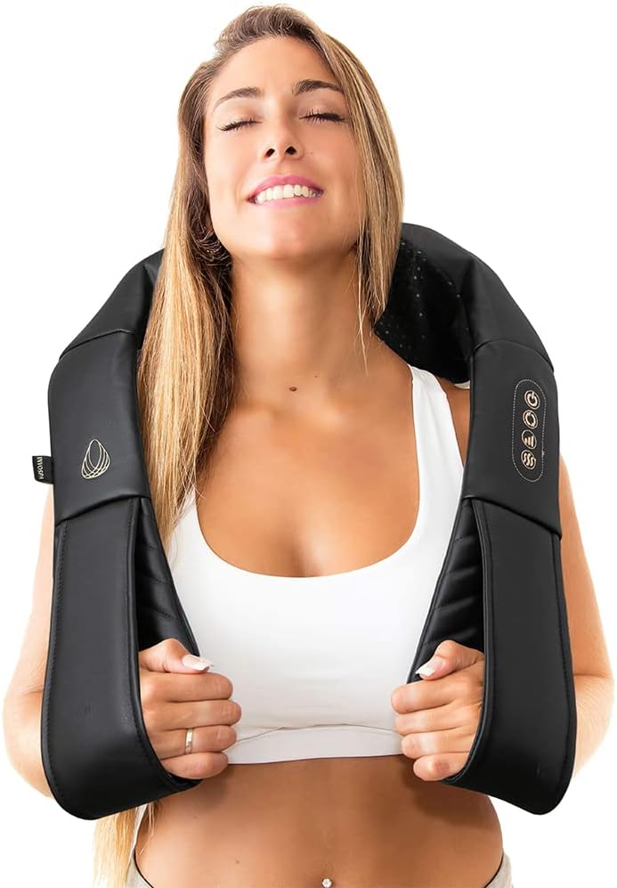 Shiatsu Massager with Heat - Deep Tissue Kneading Pillow for Neck, Shoulders, and Back - Electric Full Body Massage