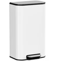 13.2 Gallon 50L Square Step Kitchen Trash Can, Stainless Steel,White