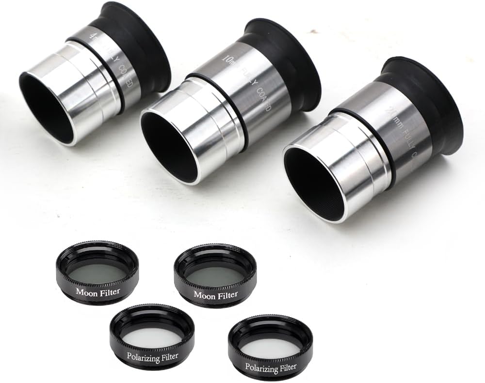 1.25-Inch Telescope Eyepiece Set with Barlow and Filters | Multi-focal eyepiece kit; fully multi-coated optics