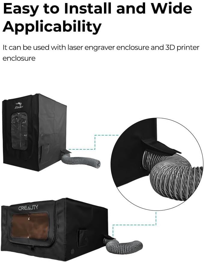Creality Upgraded Fume Extraction Kit for Ender Plus 3D Printer Enclosure-with Exhaust Fan Interface or Laser