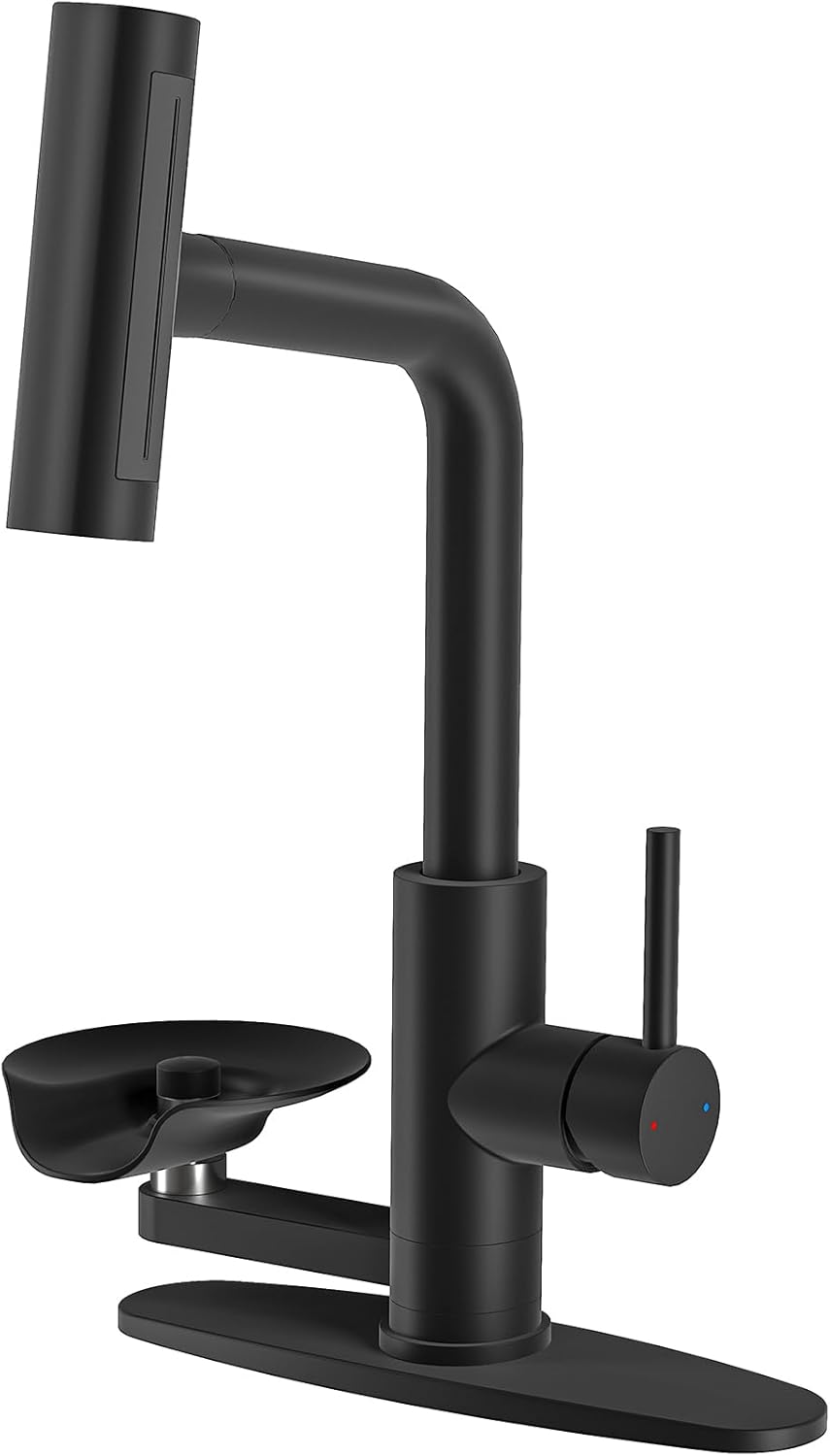Black Kitchen Faucet with Pull Down Sprayer & Cup Washer