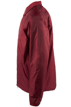 Men’s Coach Jacket – Classic Windbreaker Nylon Water Resistance Relaxed Fit Snaps Blank Coat CJ25 Burgundy 1XL