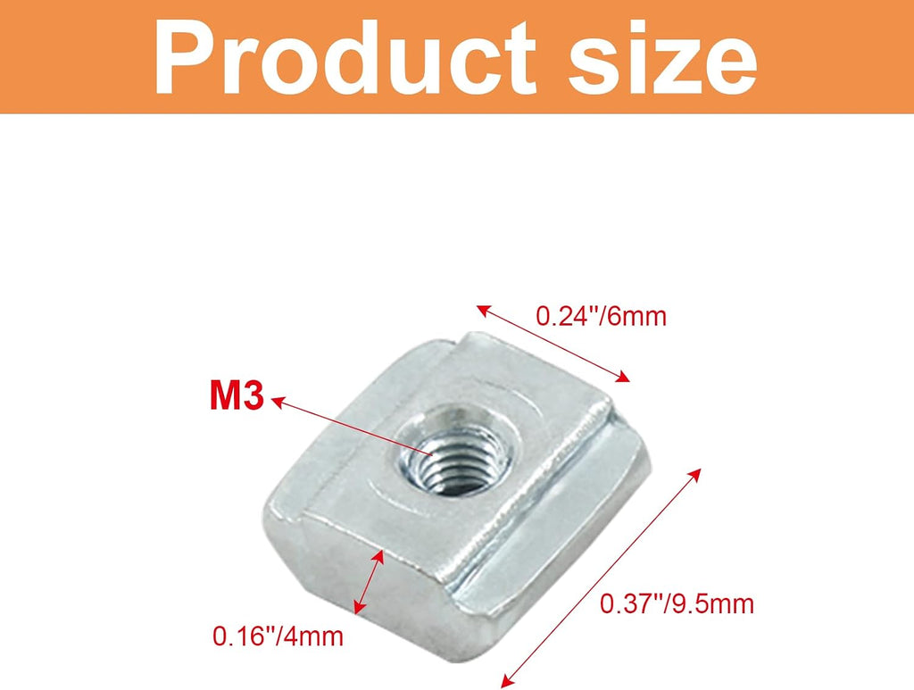 50Pcs M3 T Slot Nuts, 2020 Series Sliding T Nuts