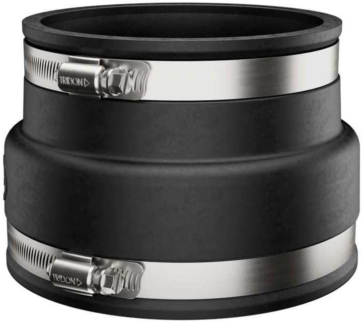 Fernco P1002-46 Flexible PVC Sewer Drain Pipe Coupling for Clay to Cast Iron, Plastic or Steel Plumbing Waste Connections 4" x 6"