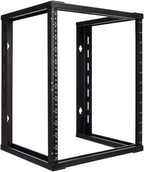 NavePoint 12U Wall Mount Rack - Server Rack for 19 Inch IT Equipment Open Frame Rack – Network Rack for AV & Server Equipment 16” Deep Rack, Black