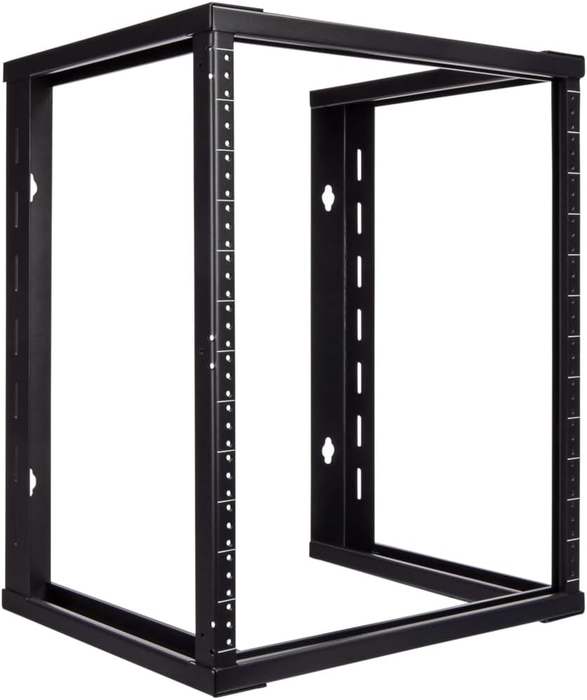 NavePoint 12U Wall Mount Rack - Server Rack for 19 Inch IT Equipment Open Frame Rack – Network Rack for AV & Server Equipment 16” Deep Rack, Black