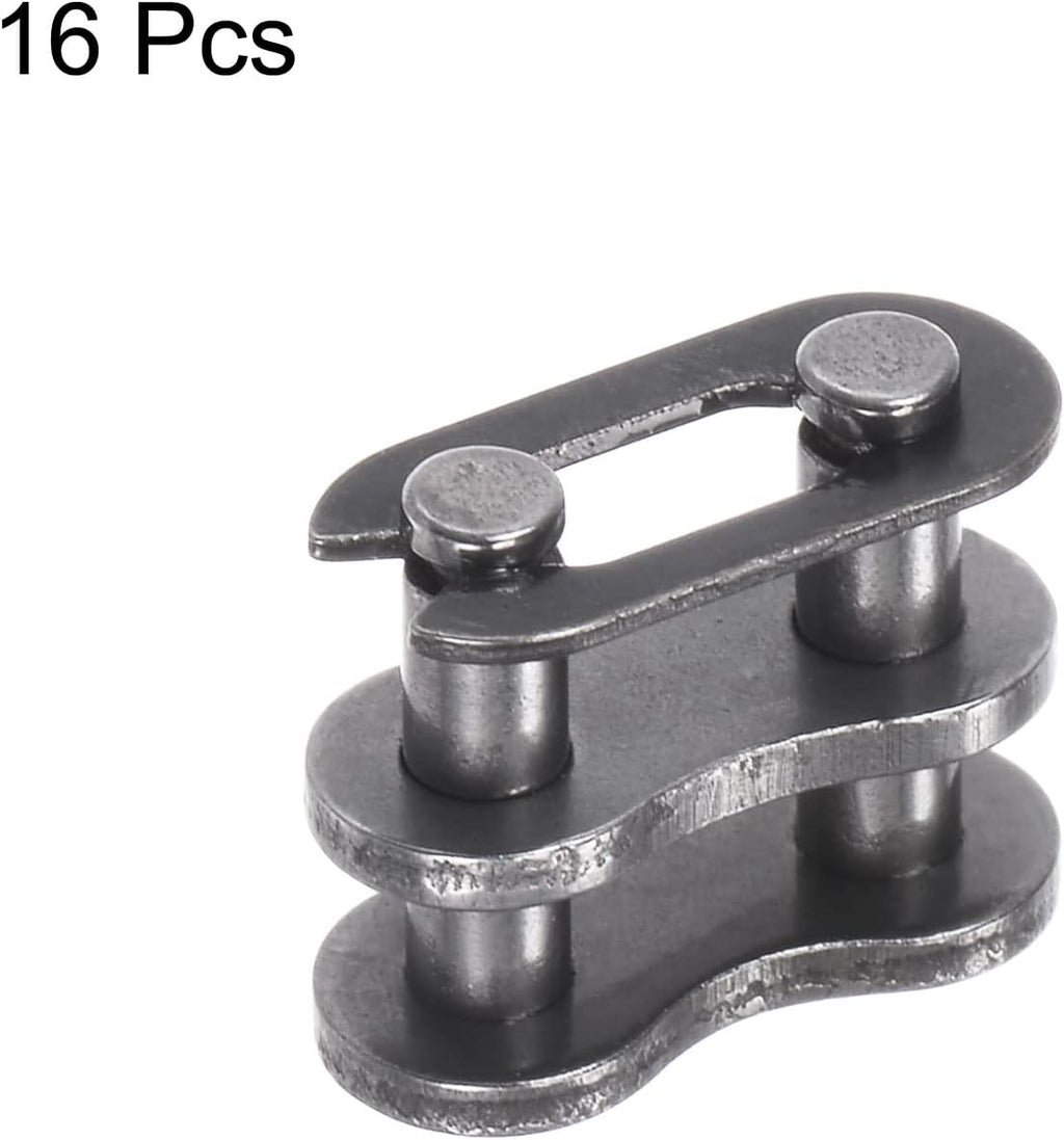 uxcell 16Pcs #25 Chain Master Connector Link Roller, 1/4" Pitch Carbon Steel, Standard Connecting Split Links for 04C Chain