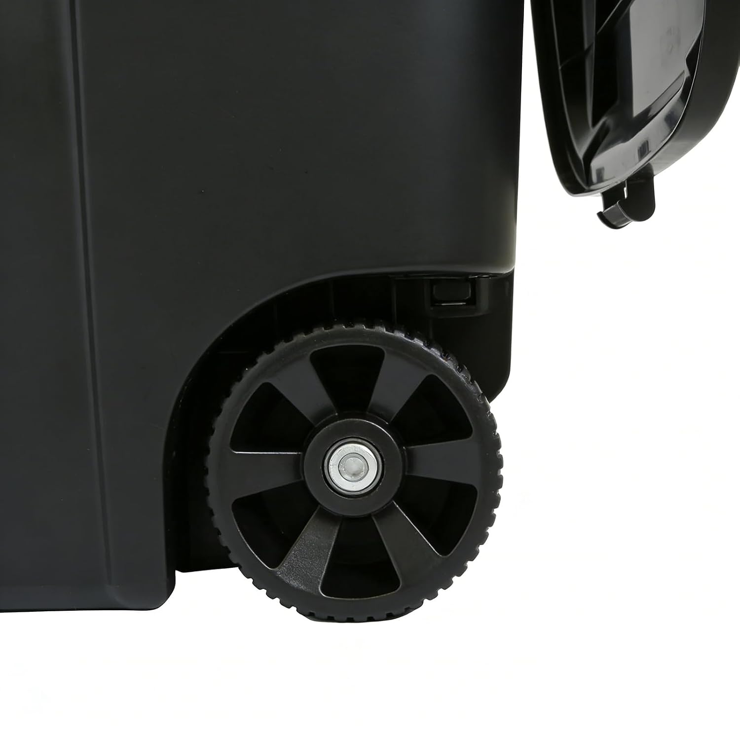 32 Gallon Trash Can, Black Large Capacity Garbage Bin with Lid and Wheels, Outdoor Trash Can for Kitchen, Garden