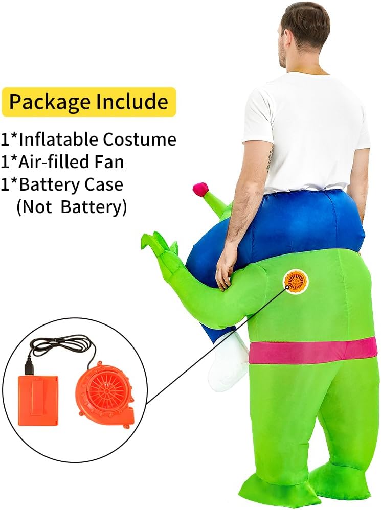 Inflatable Alien Costume Adult Ride On Blow Up Halloween Suit | Lightweight Polyester Quick Inflation Funny for