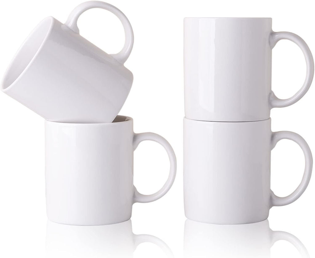 White Coffee Mugs Set of 4, 12 oz Ceramic Coffee Cups