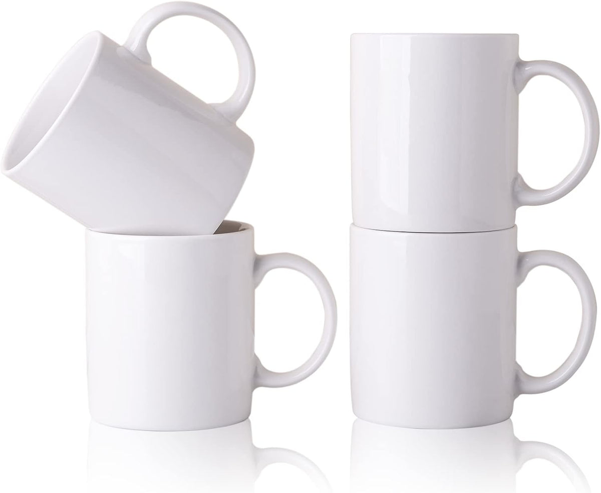 White Coffee Mugs Set of 4, 12 oz Ceramic Coffee Cups
