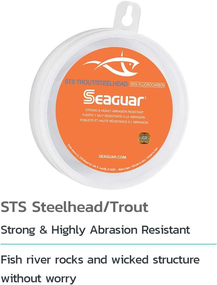 STS Trout/Steelhead Freshwater 100% Fluorocarbon Fishing Line Leader, Multiple Sizes