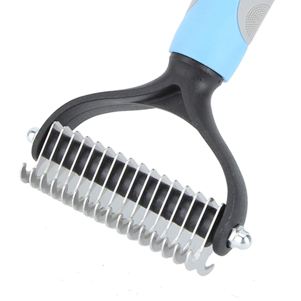 Pet Hair Knot Comb Dog Cat Fur Removal Brush Stainless Steel Grooming Tool for Long Short Hair Pets Blue Pink S L