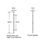 uxcell AXK1226 Thrust Needle Roller Bearings with Washers 12mm Bore 26mm OD 2mm Width 10pcs
