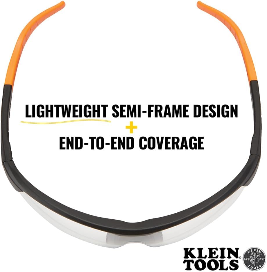 60159 Safety Glasses, PPE Protective Eyewear with Semi Frame, Scratch Resistant and Anti-Fog, Clear Lens