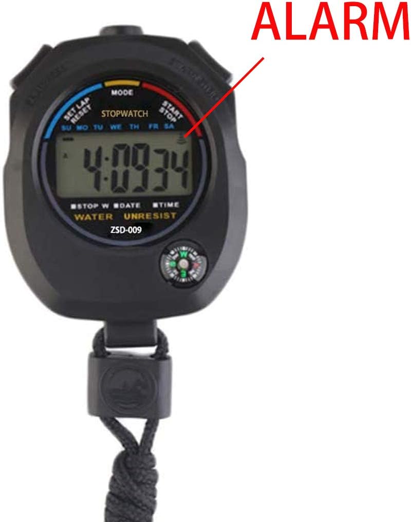 2 Pack Multi-Function Electronic Digital Sport Stopwatch Timer, Large Display with Date Time and Alarm