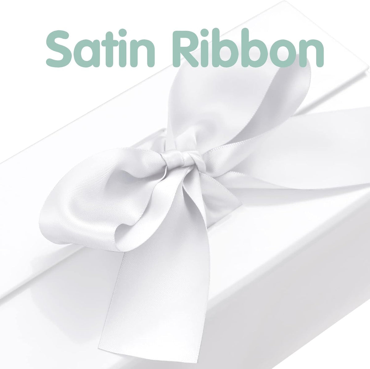 White Magnetic Gift Box with Lid and Ribbon 9x6.5x3.8 Inch