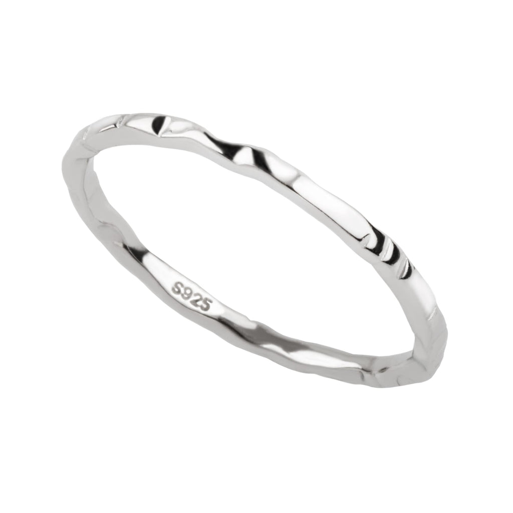 Kakikaki Sterling Silver Hammered Textured Thin Knuckle Midi Stacking Rings