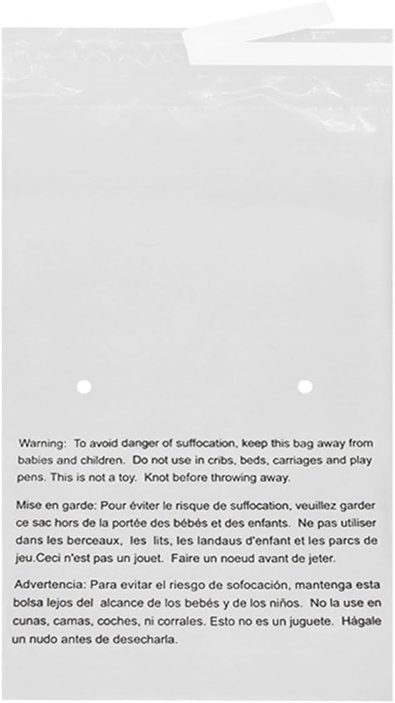 24” X 36" (5 Count) Self Seal Clear Poly Bags with Suffocation Warning for Packaging, Shipping - Permanent Adhesive