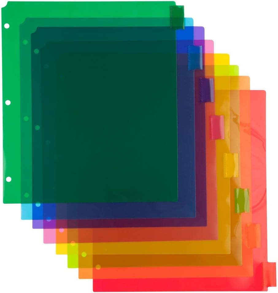 Plastic Index Tab Dividers - 8-Tab - 9 3/4 x 11 1/2 - Multicolor - 2 Sets of 8 Tabs/Pack